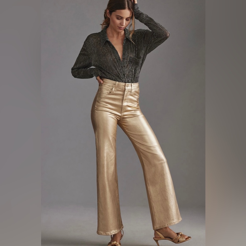 Joe's Jeans Mia Ankle High-Rise
Wide-Leg Jeans Gold Metallic Anthropologie 32”